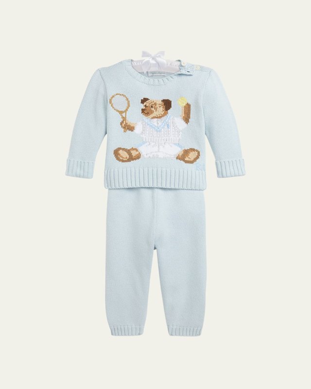 Boy's Tennis Bear Sweater and Pants Set, Size 3M-24